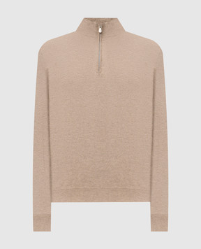 Brunello Cucinelli Beige cashmere sweater with zipper M2200124