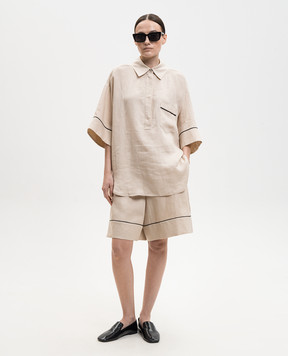 Agnona Beige linen Bermuda shorts T81102YU3034