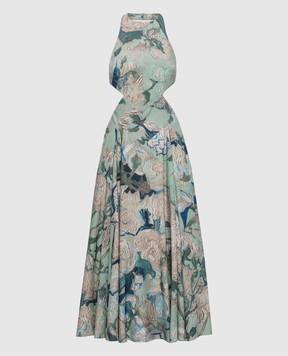 Givenchy Green printed dress with an open back BW22TC16QZ