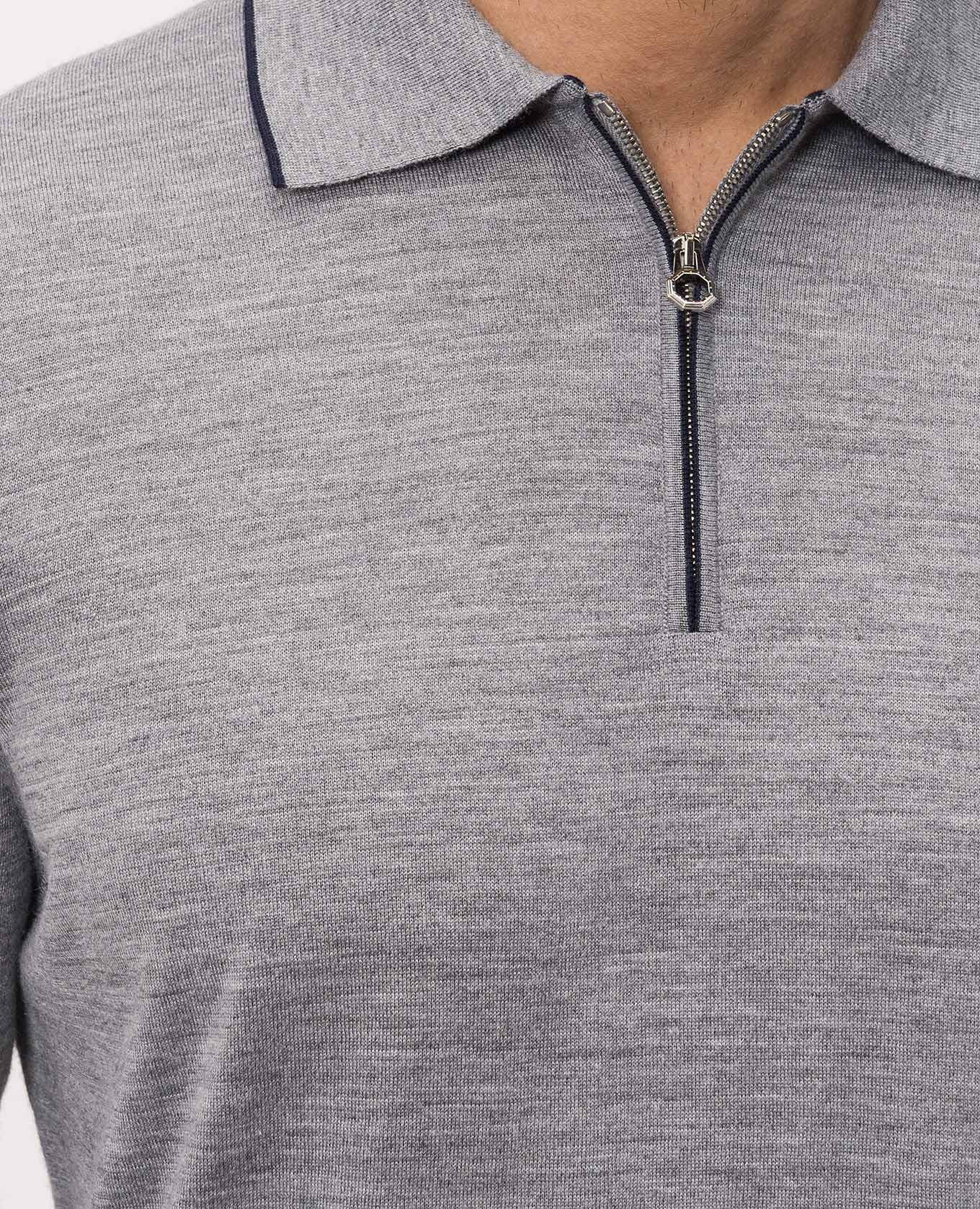 

Grey wool, silk and cashmere polo with monogram Stefano Ricci