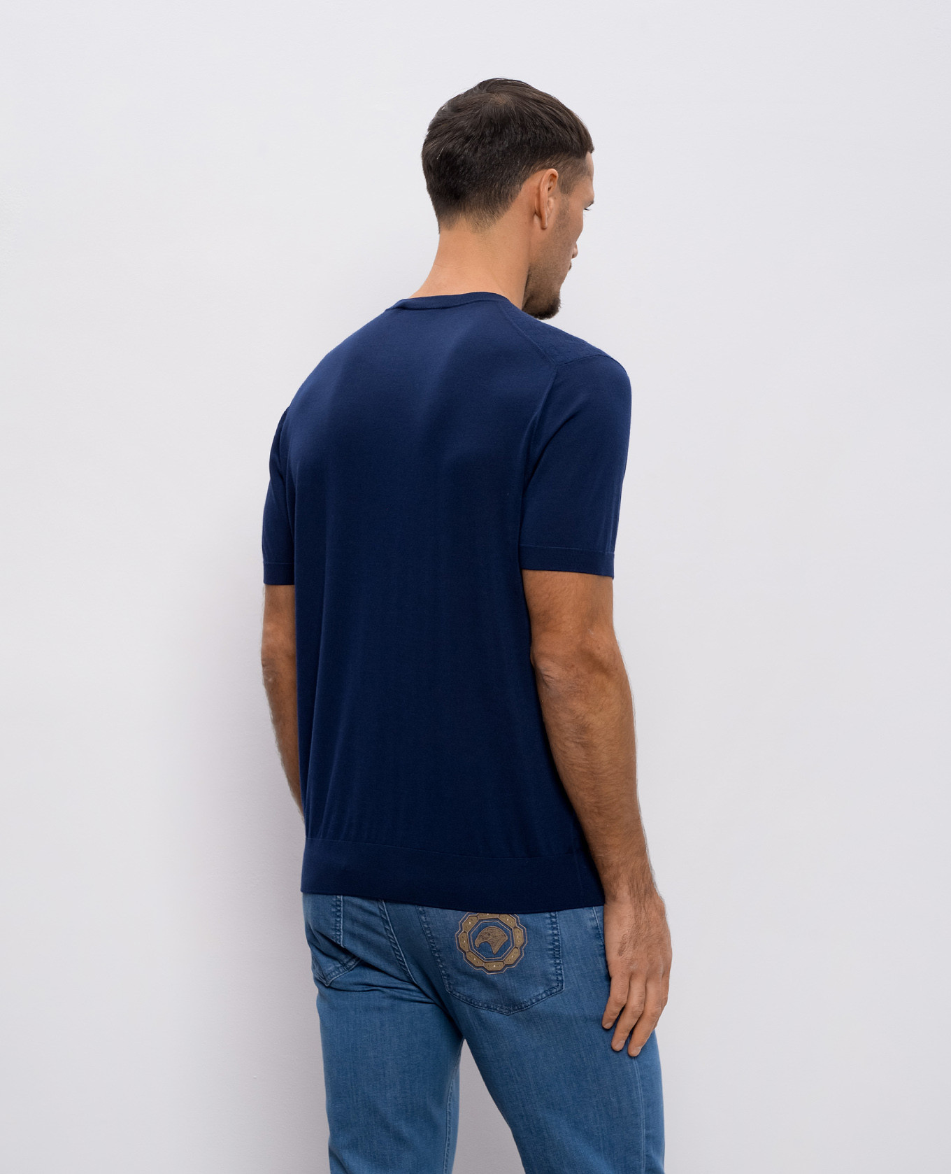 

Blue wool, cashmere and silk patterned T-shirt Stefano Ricci