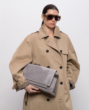 Brunello Cucinelli Grey suede messenger bag MBDLB2816P