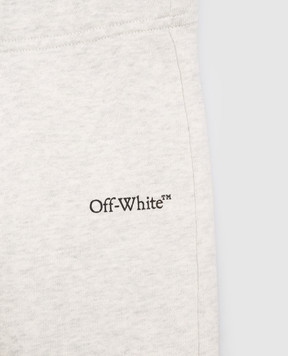 Off-White Kids' grey melange joggers with logo print 44BXD001F26F002