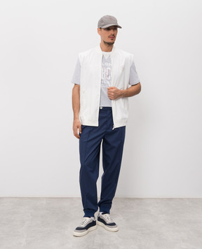 Brunello Cucinelli Blue pants with logo print MB4223580T