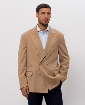 Brunello Cucinelli Beige double-breasted camel wool jacket MV4377BPDG