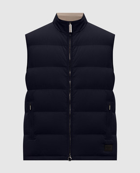 Stefano Ricci Blue down vest with logo patch MDJ6300280519V