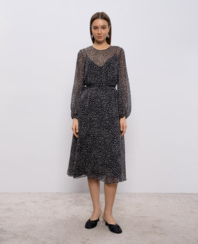 Max Mara Black MSTCAMPO silk polka dot dress MSTCAMPO