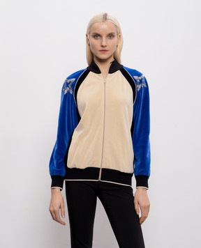 Valentino Beige sports velour jacket with crystals 8B3MF25GA4U
