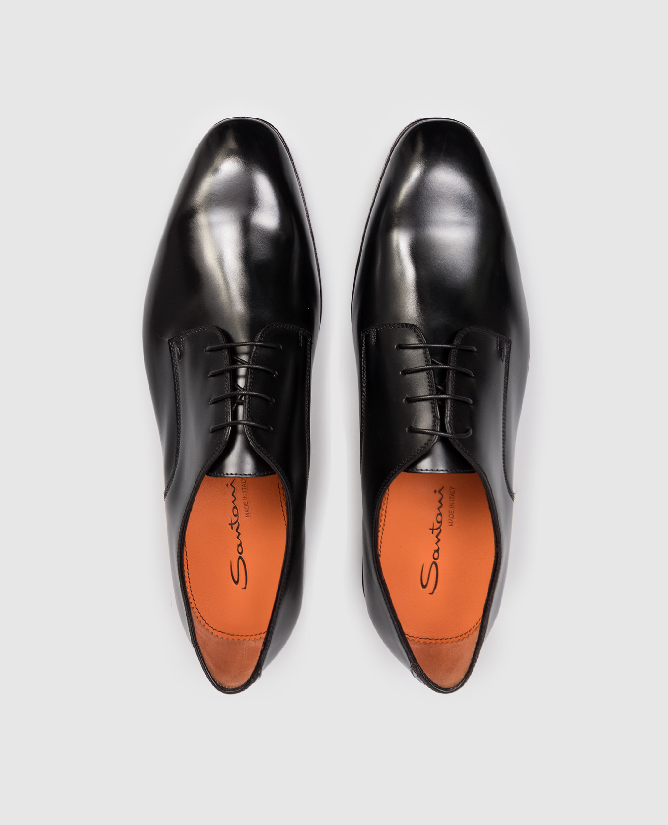 

Black leather glossy derby shoes Santoni
