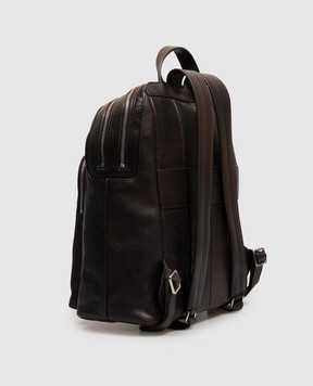 Orciani Brown leather backpack with textured logo P00756LGN