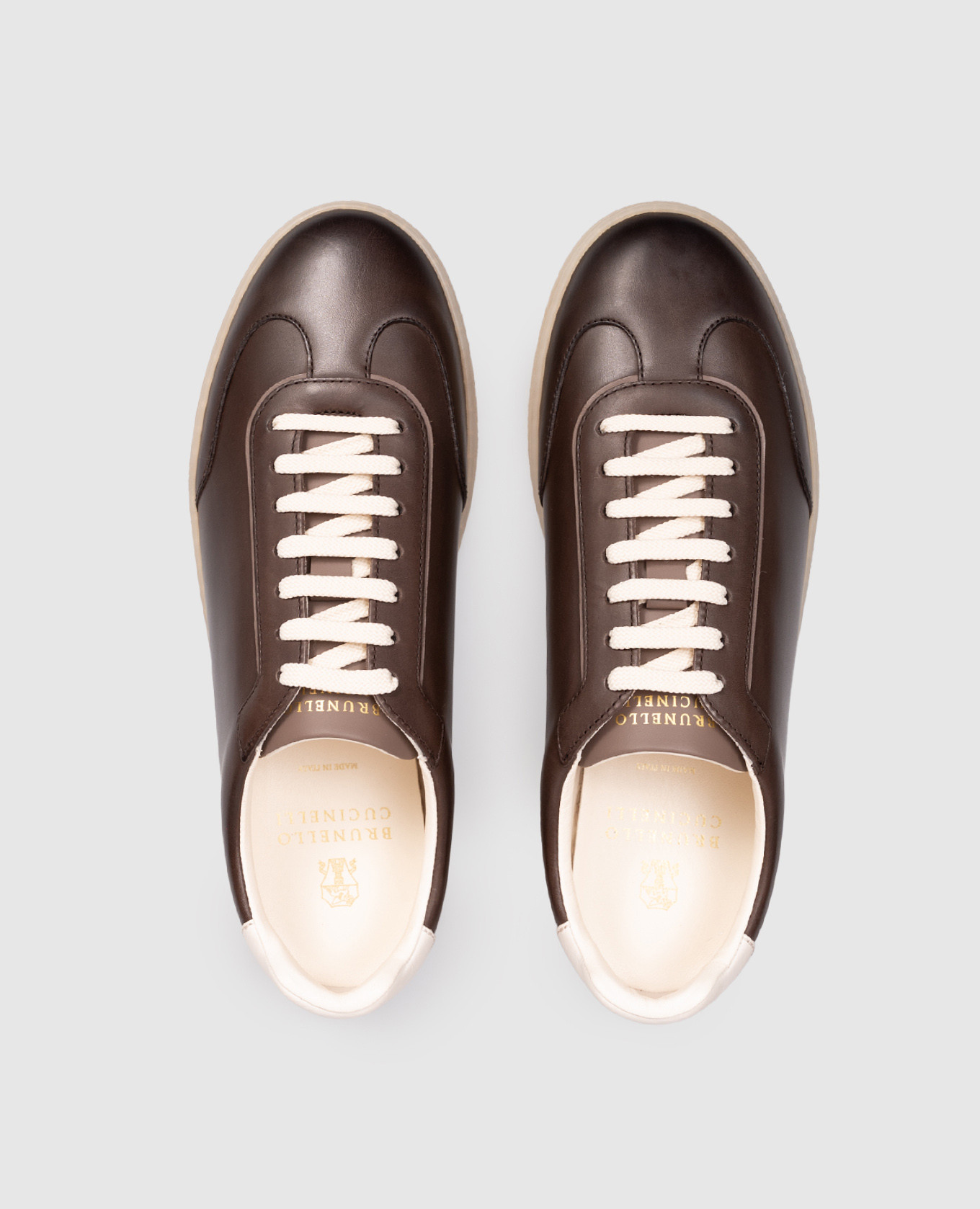 

Brown leather sneakers with logo Brunello Cucinelli