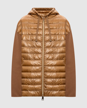 Herno Brown hooded combination jacket MP000156D72098