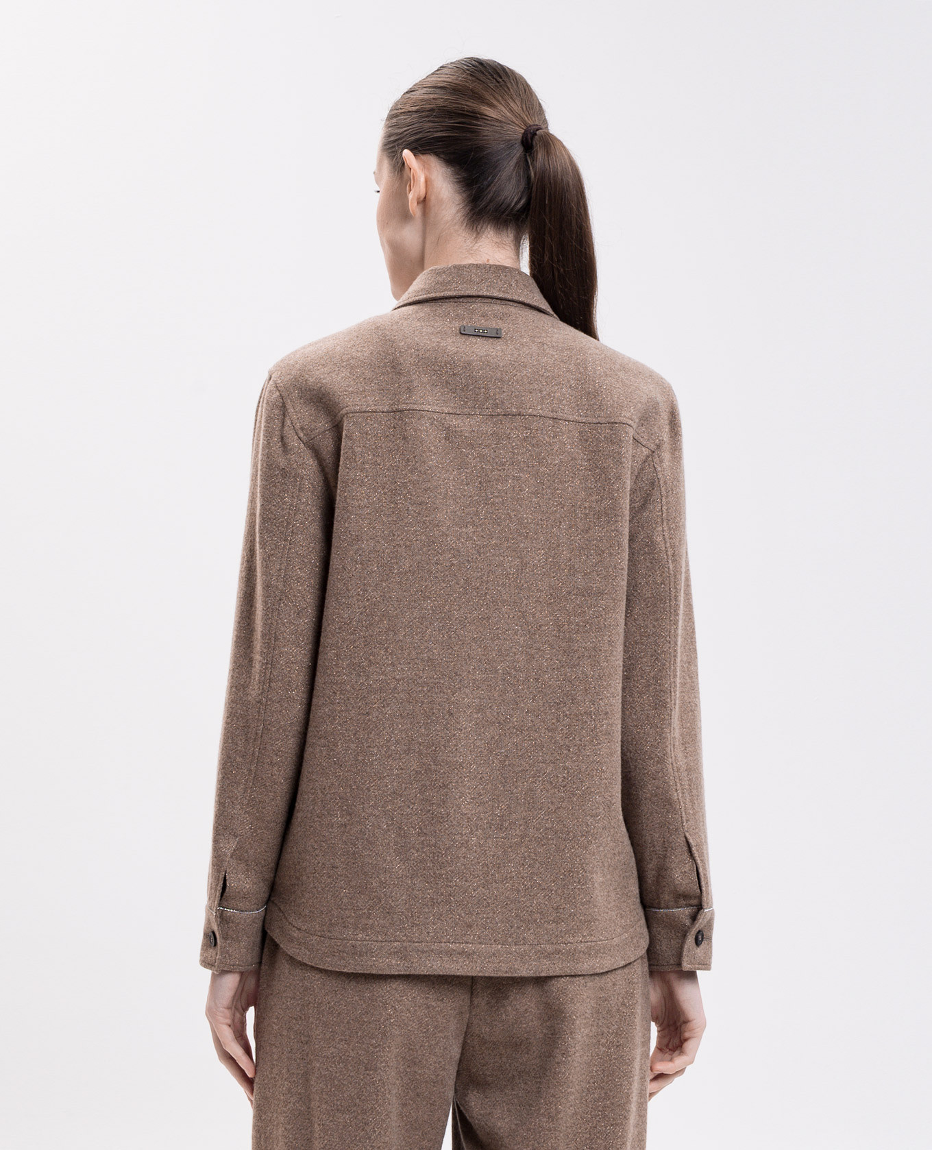 Brown shirt-style jacket made of wool and cashmere Peserico 4
