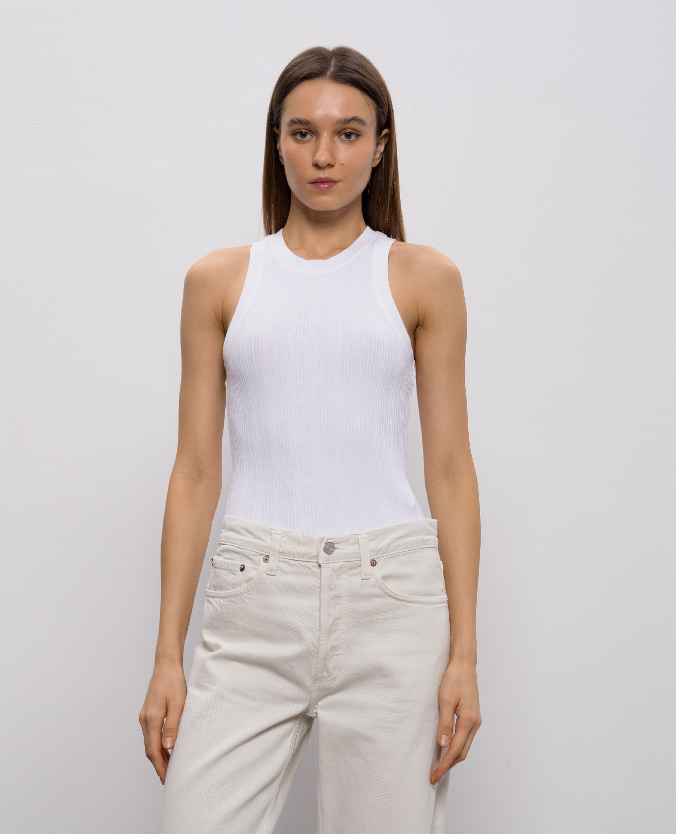 

White ribbed top with monogram Victoria Beckham