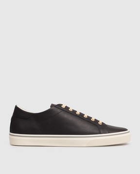 Brunello Cucinelli Black leather sneakers with logo MZUSNUZ341