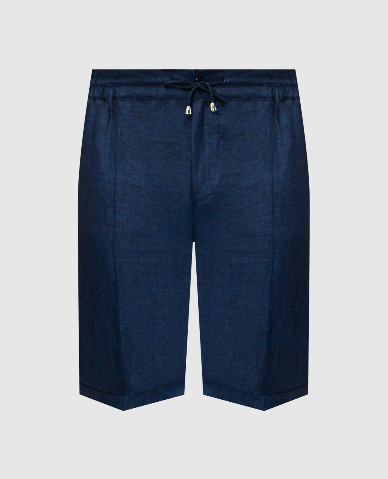 Pantaloncini di lino blu con risvolti