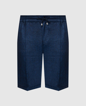 Doriani Cashmere Blue linen shorts with lapels P211F15T188782538