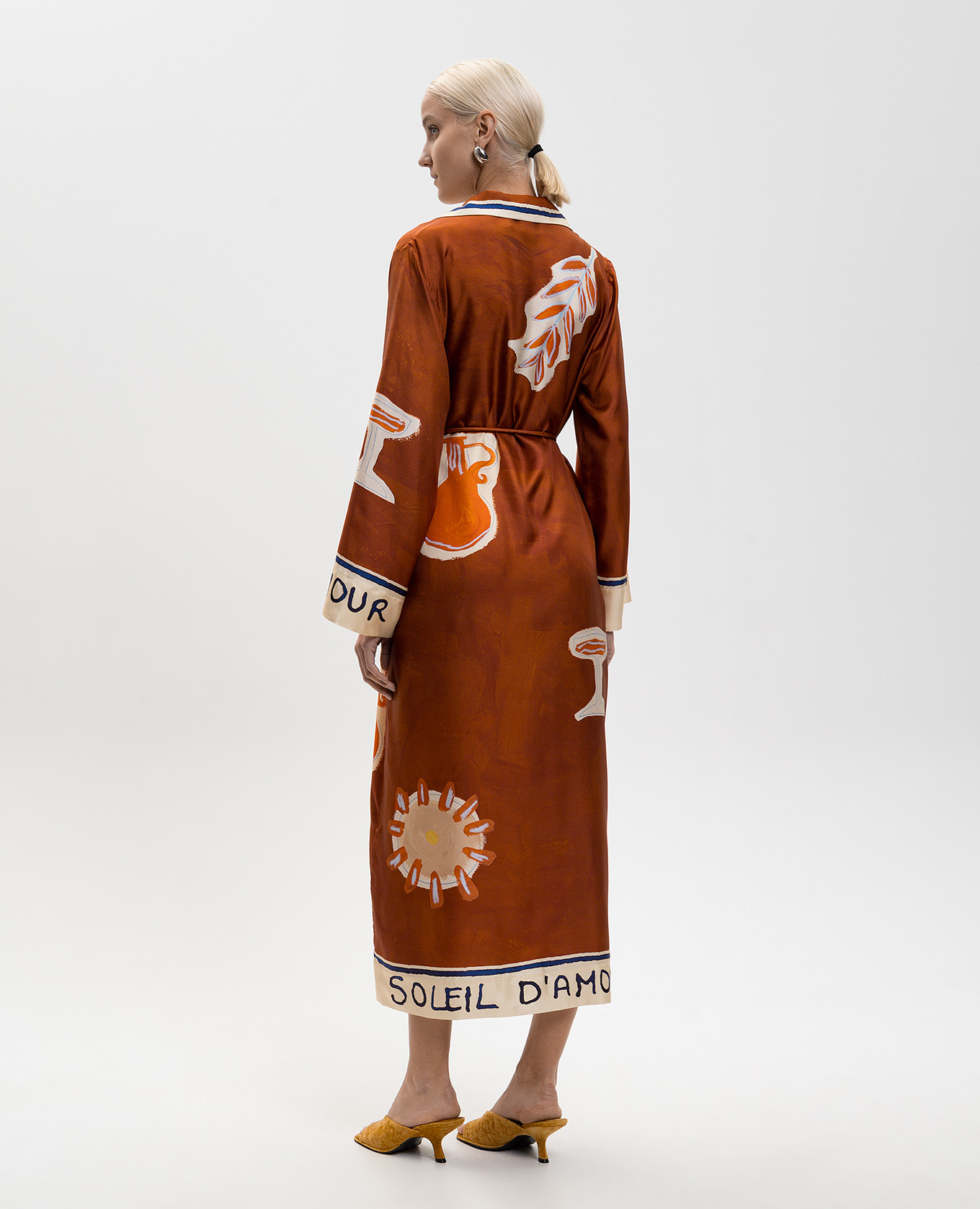 

Soleil D'Amour Brown Silk Shirt Dress Alemais