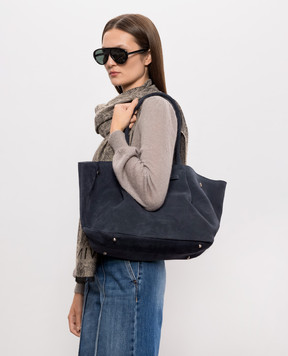 Christian Villa Blue suede tote bag 06677