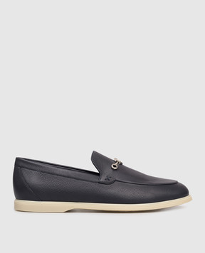 Stefano Ricci Blue leather loafers with emblem UC64G2363MR