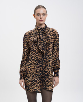 Saint Laurent Animal print silk mini dress 851136Y6J43