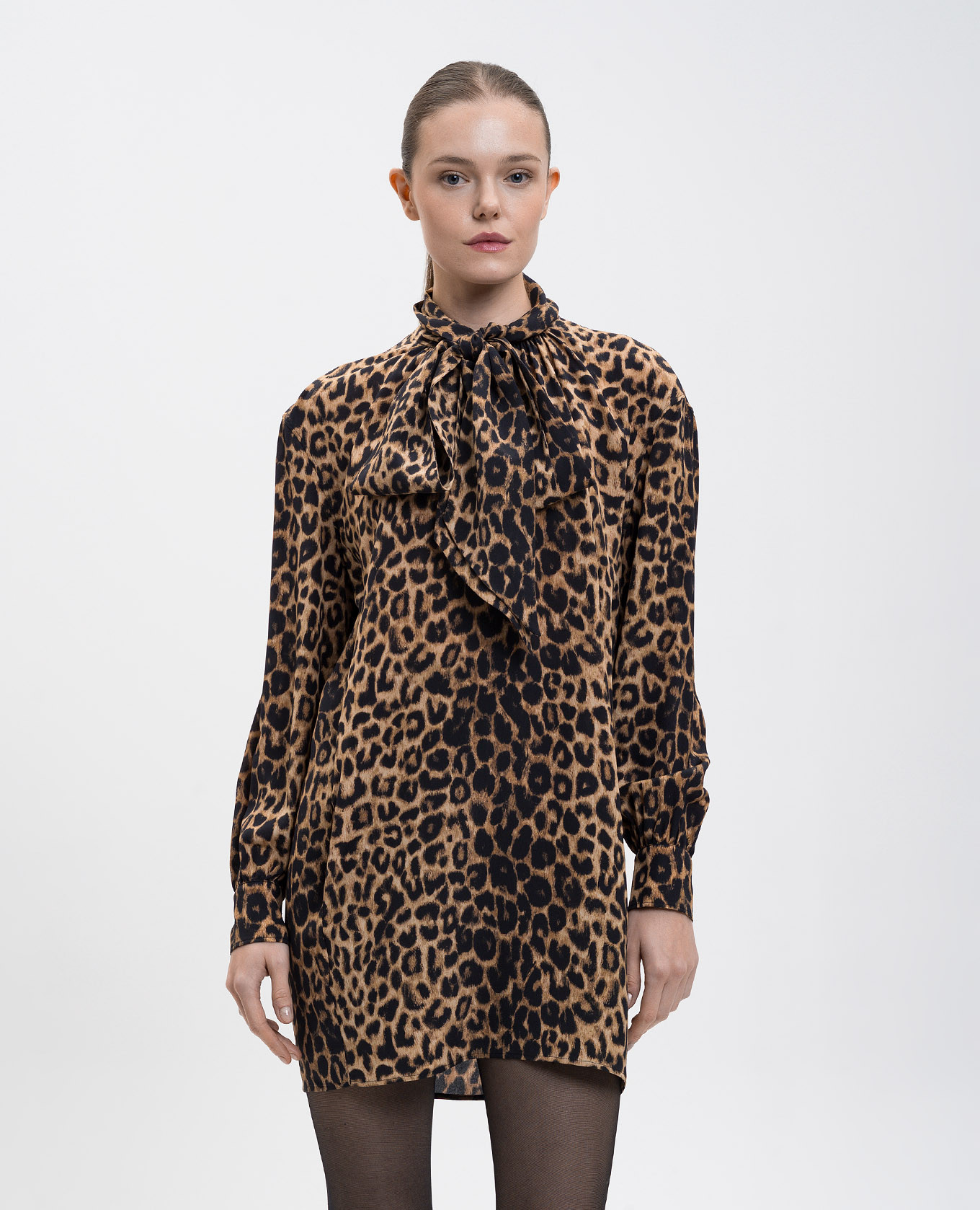 Animal print silk mini dress Saint Laurent 3