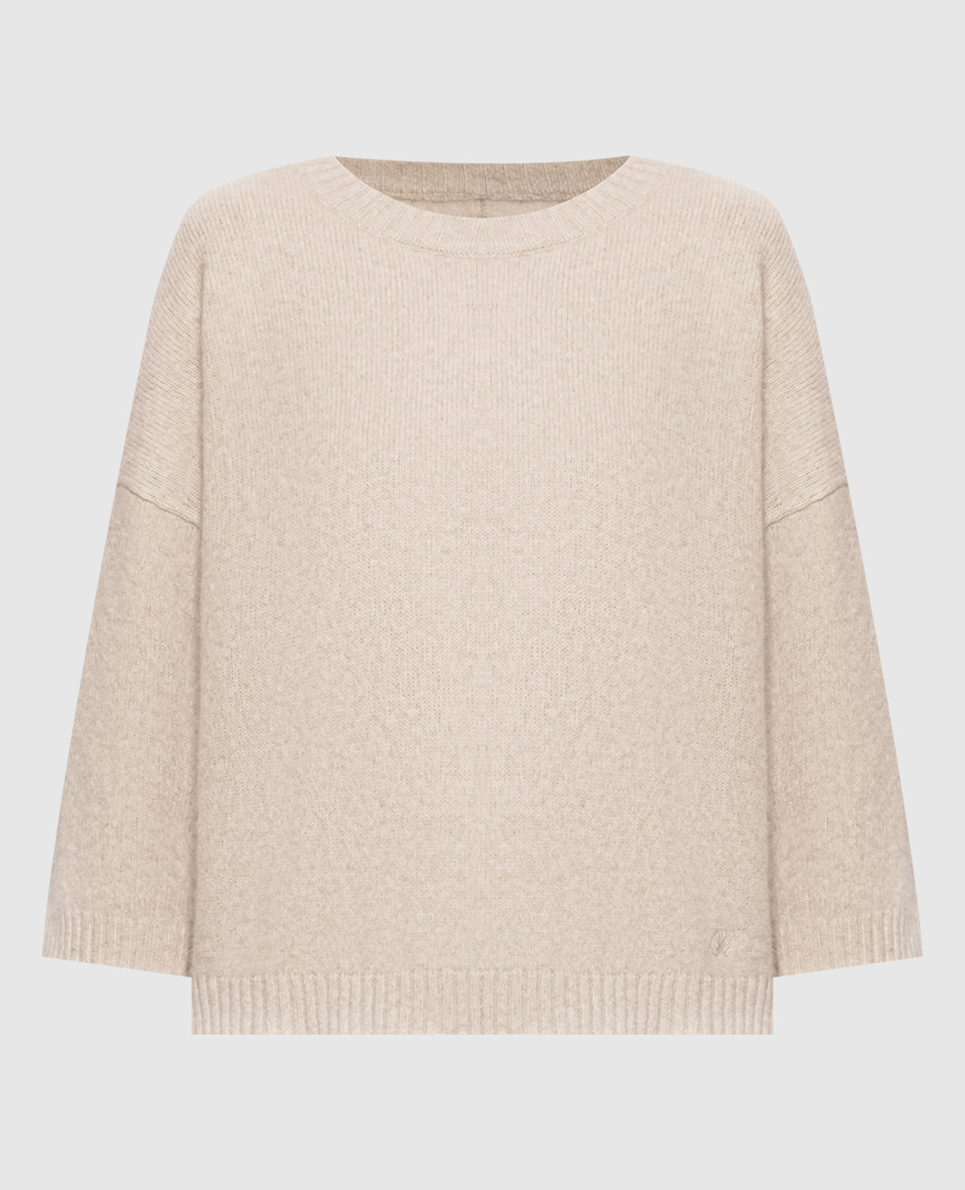 AZALI beige wool sweater with short sleeves
