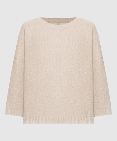 AZALI beige wool sweater with short sleeves
