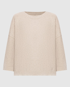 Loulou de Saison AZALI beige wool sweater with short sleeves AZALI