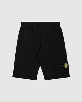 Stone Island Children's black shorts with logo L1S166200006S004068