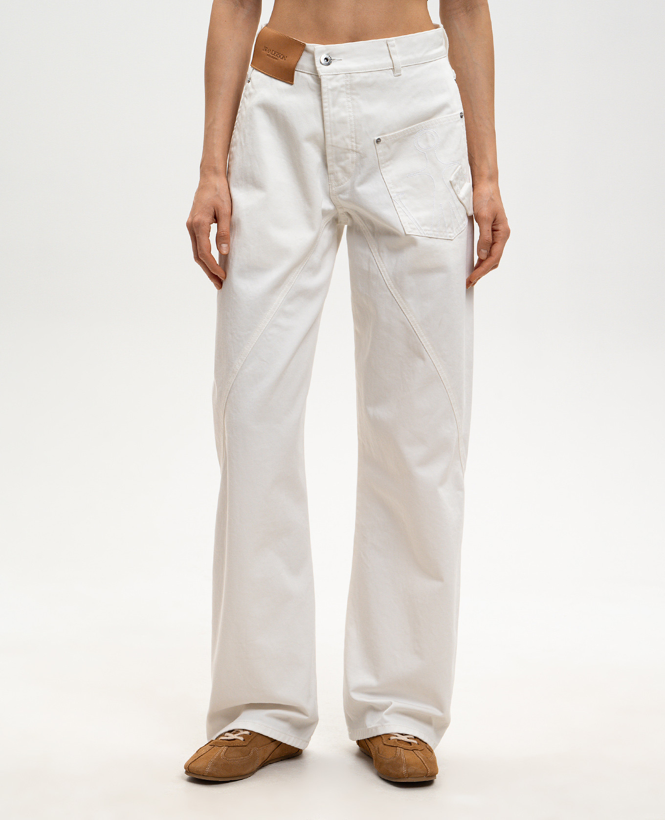 

White jeans with logo patch JW Anderson