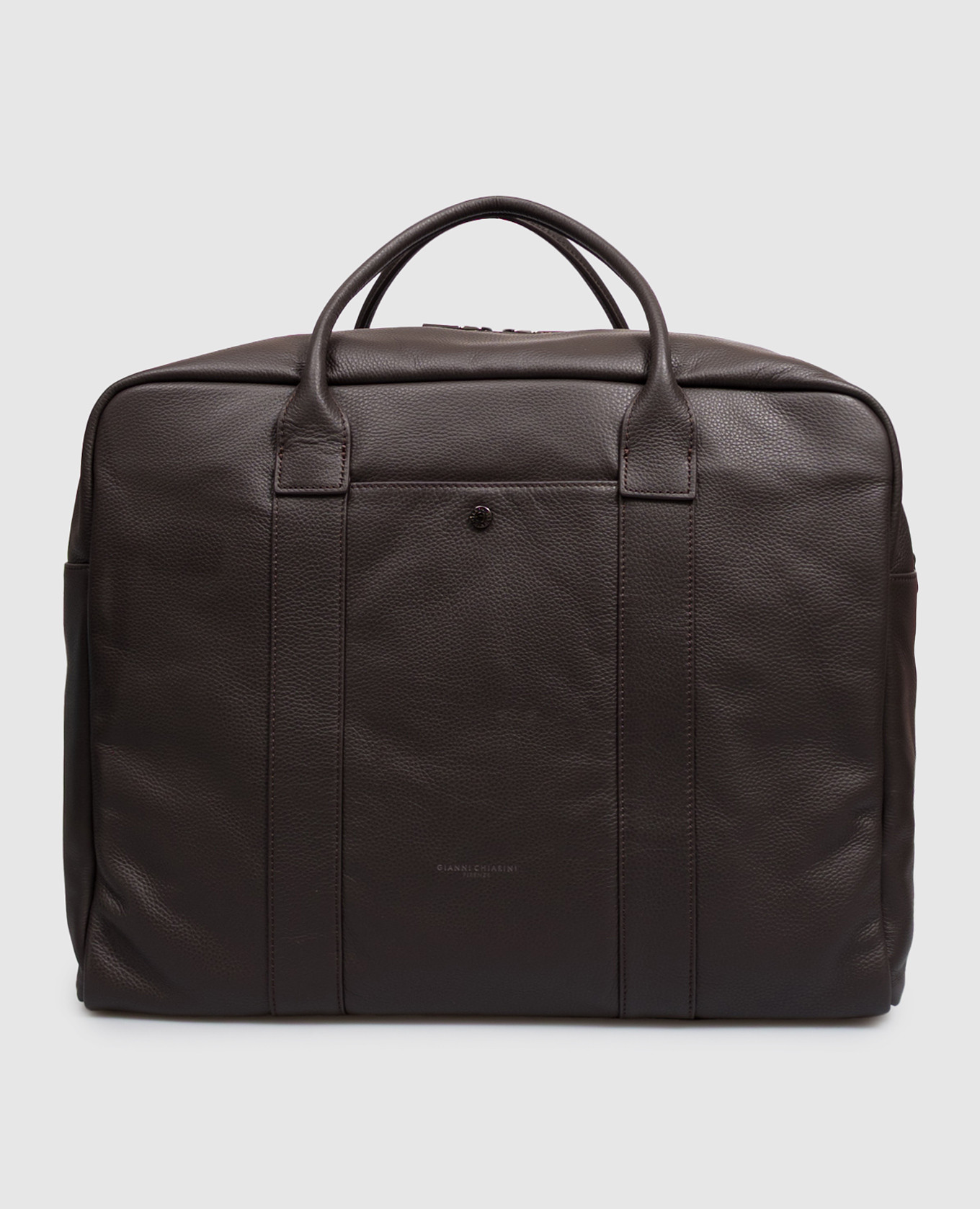 Brown travel bag with embossed logo