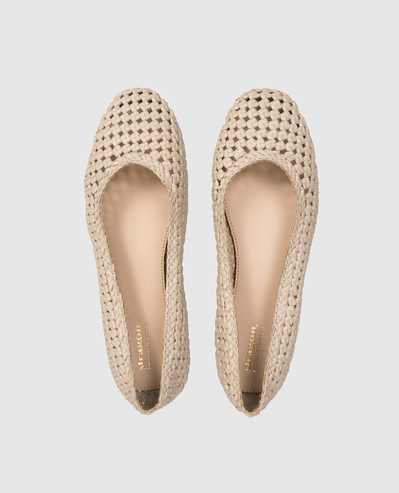 

Khaki leather braided ballet flats Dragon