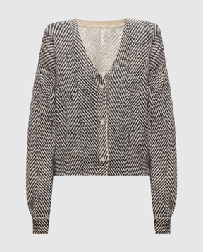 Twinset Beige cardigan with patterned wool 262TT3400