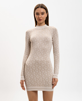 Palm Angels Beige mini dress with lurex PWHI048R24KNI001