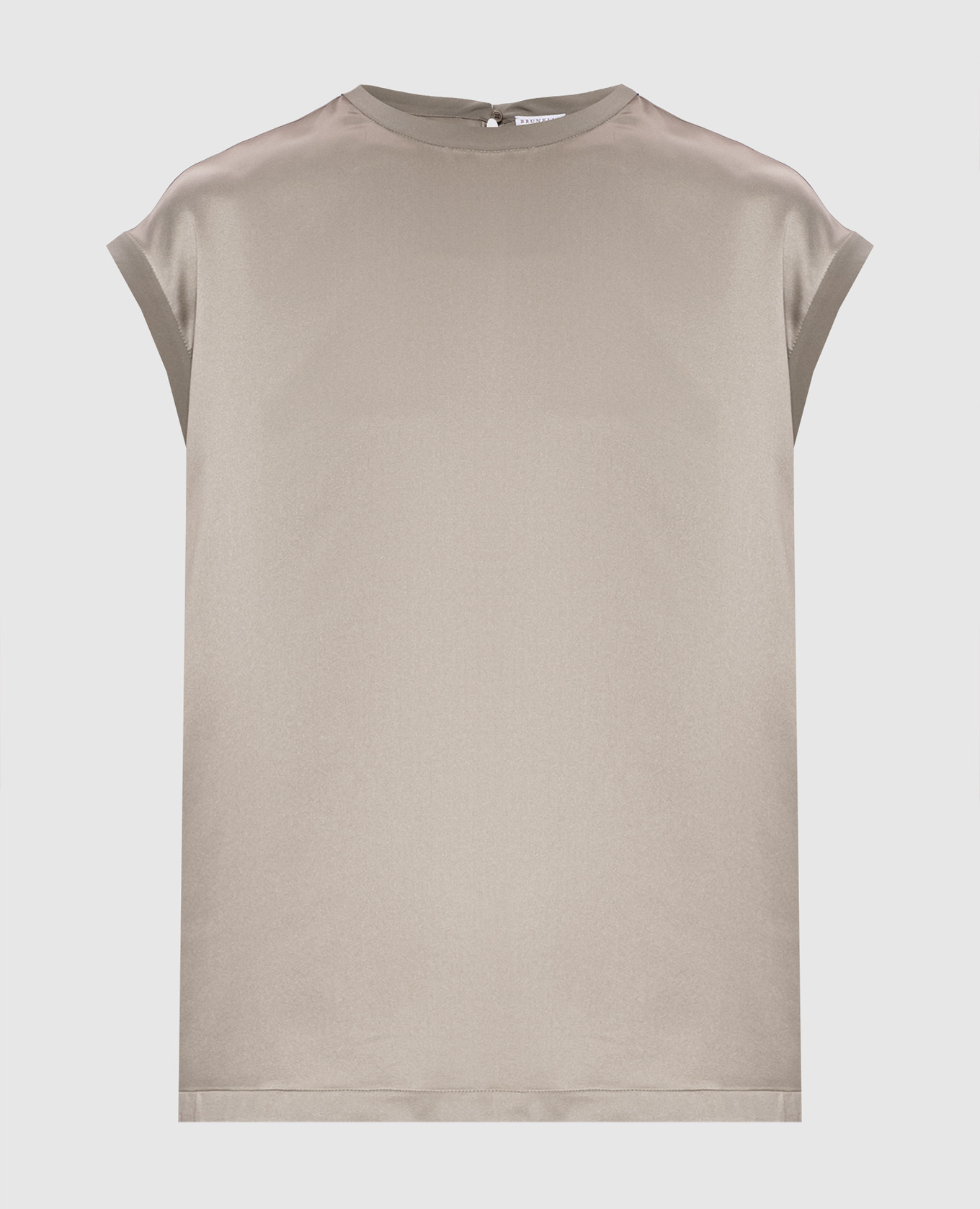 Khaki silk top with chain