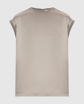 Brunello Cucinelli Khaki silk top with chain M0C59EH500