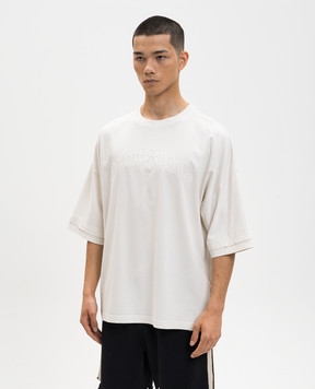 Palm Angels White T-shirt with logo PMAA10QS26JER001
