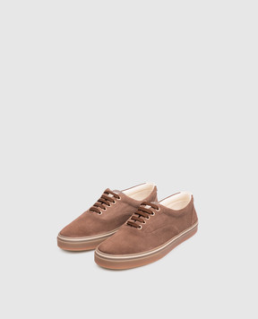 Brunello Cucinelli Brown suede sneakers with logo patch MZUEIVZ354
