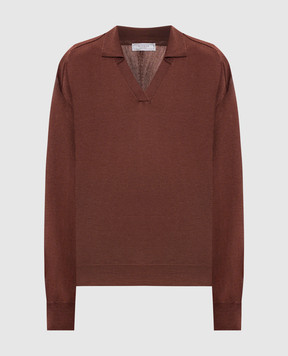 Peserico Brown wool pullover with polo collar S99426F1809770