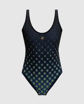 Casablanca Black Degrade Monogram swimsuit with emblem WSP26SWM00104EXBC