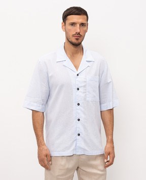 Officina 36 Blue shirt with linen 0335800567