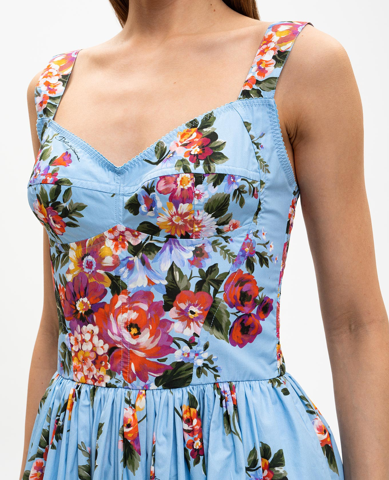 

Blue dress with floral print Dolce&Gabbana, Light blue