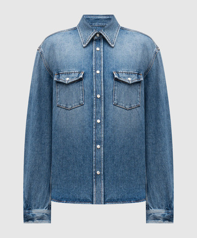 Blue denim shirt with logo