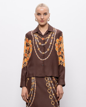 Versace Brown printed silk blouse 10242311A17952