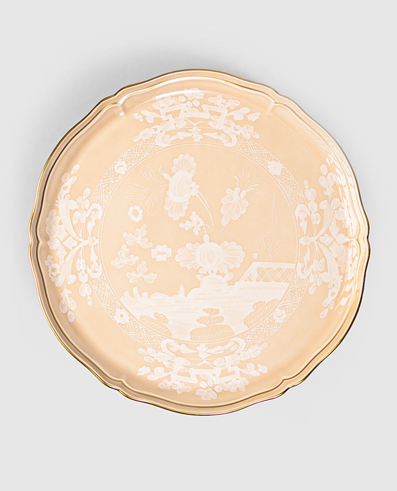 Beige porcelain cake stand Oriente Italiano Ginori 1735