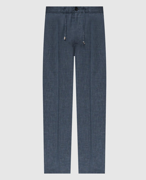 Enrico Mandelli Blue wool, silk and linen pants GYM02B6020