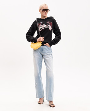 Off-White Double Eagle black hoodie with Swarovski crystals 29E00292T
