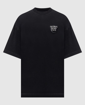 Vetements Black T-shirt with contrasting print of the inscription ME76TR225B