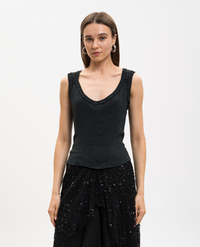 Marc Le Bihan Black ribbed tank top 2841